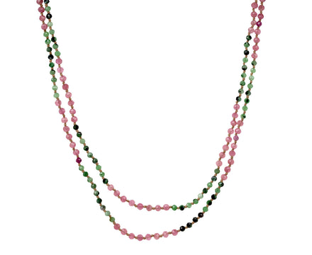 Lena Skadegard Pink Tourmaline and Emerald Necklace