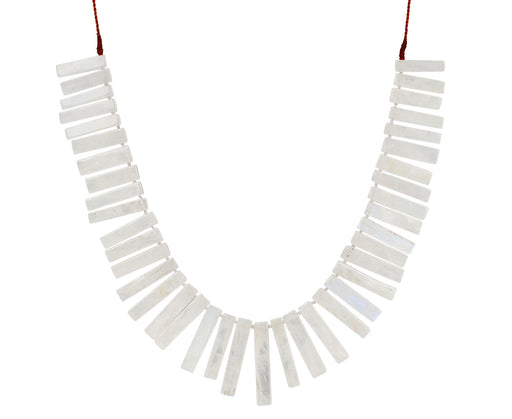 Rainbow Moonstone Rectangular Petal Necklace