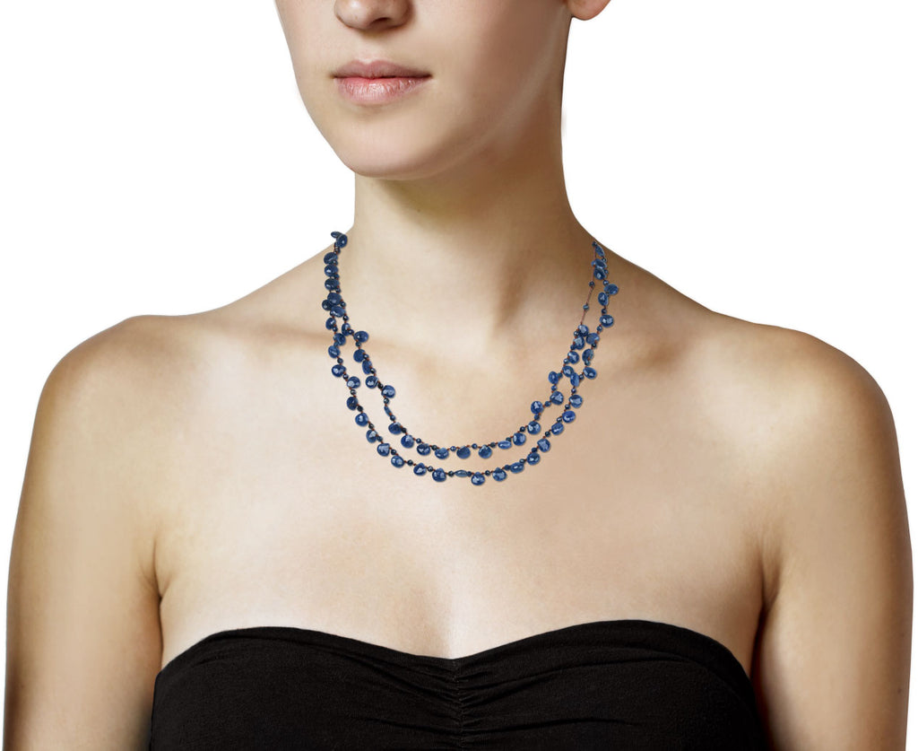 Lena Skadegard Sapphire Petal Necklace - Profile Doubled