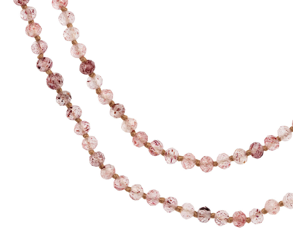 Lena Skadegard Strawberry Quartz Beaded Necklace - Closeup Doubled