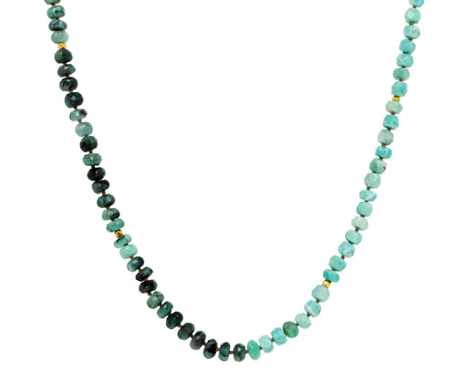 Lena Skadegard Emerald, Gold and Amazonite Beaded Necklace 