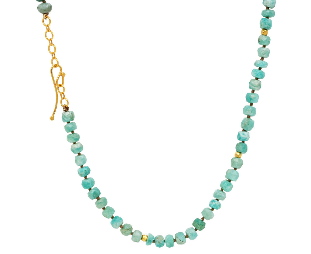 Lena Skadegard Emerald, Gold and Amazonite Beaded Necklace - Closure