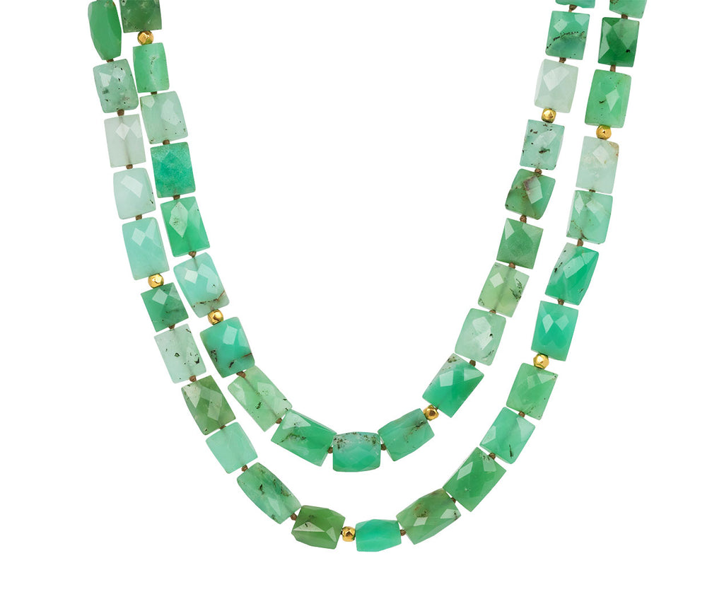 Lena Skadegard Chrysoprase and Gold Bead Necklace - Doubled