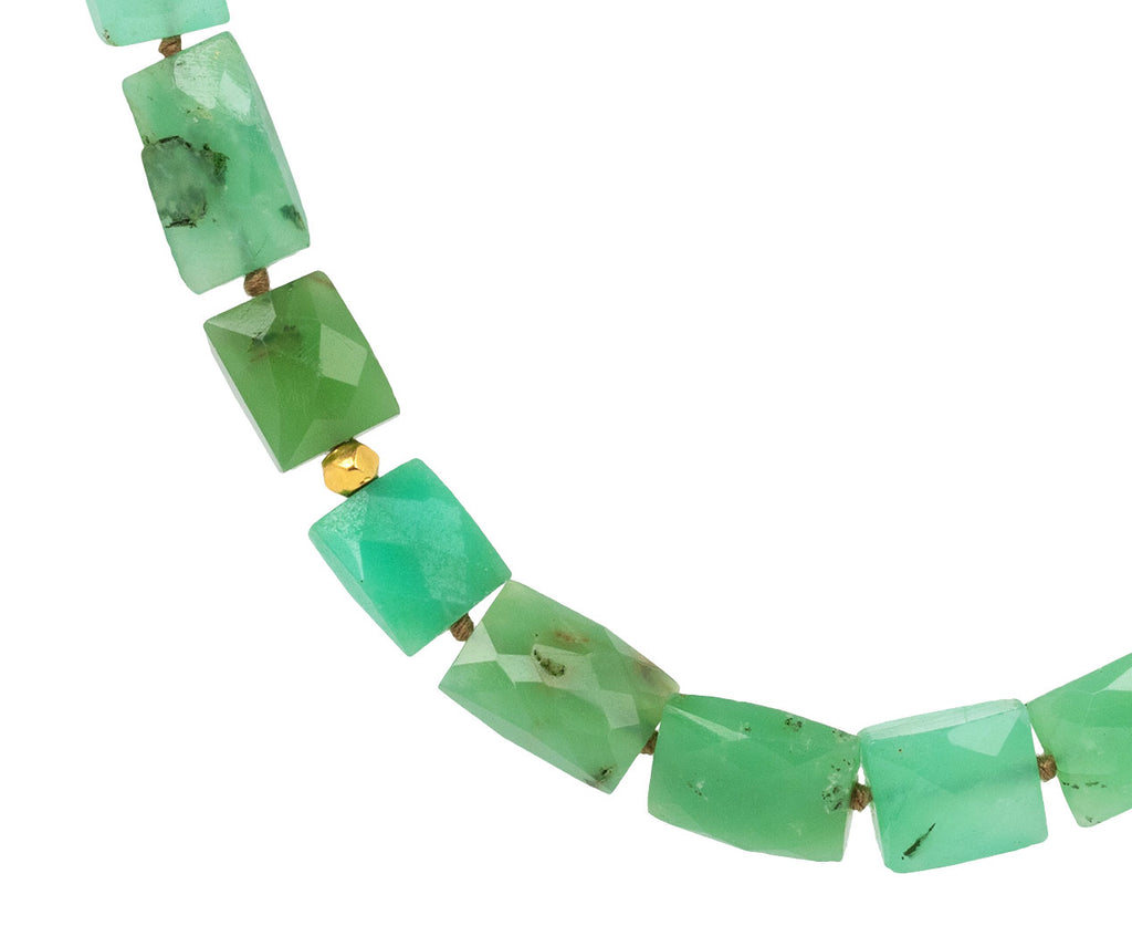 Lena Skadegard Chrysoprase and Gold Bead Necklace - Closeup