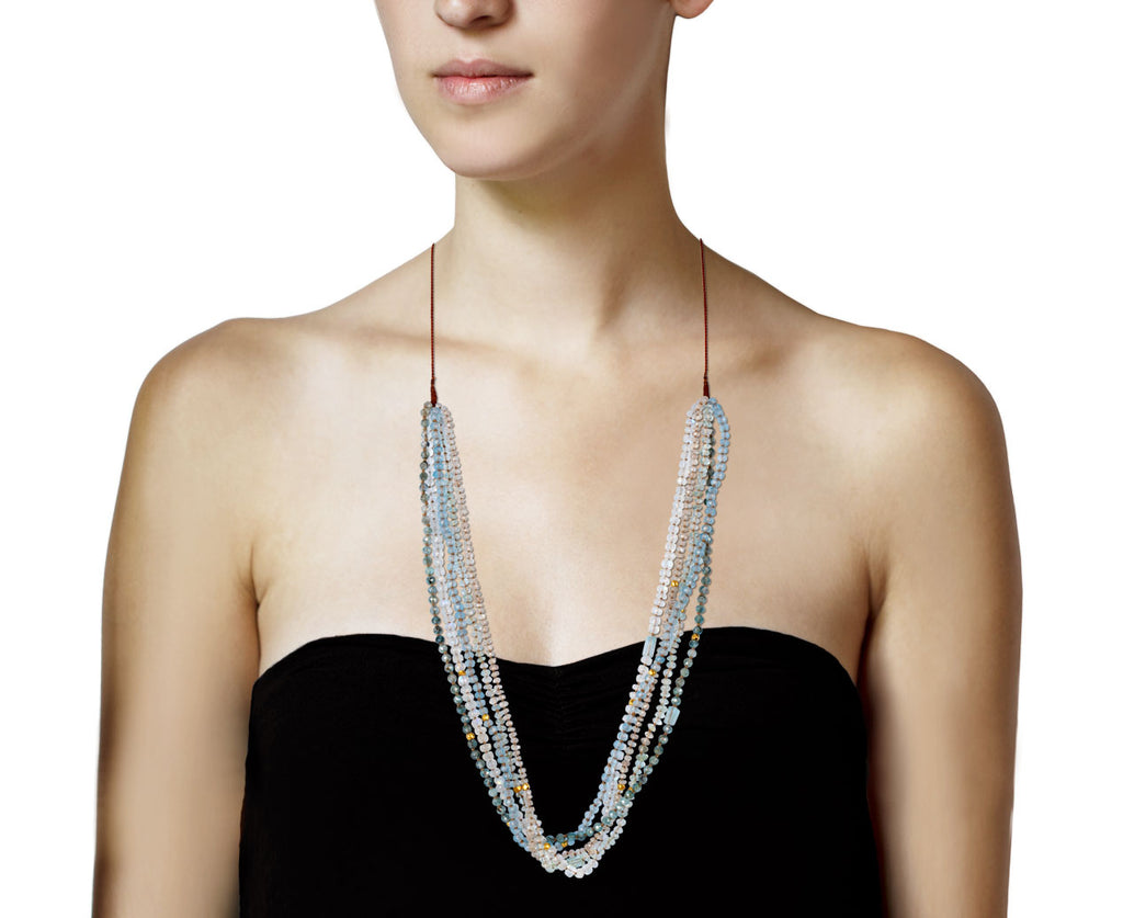Lena Skadegard Multi Gem Beaded Necklace - Profile Long