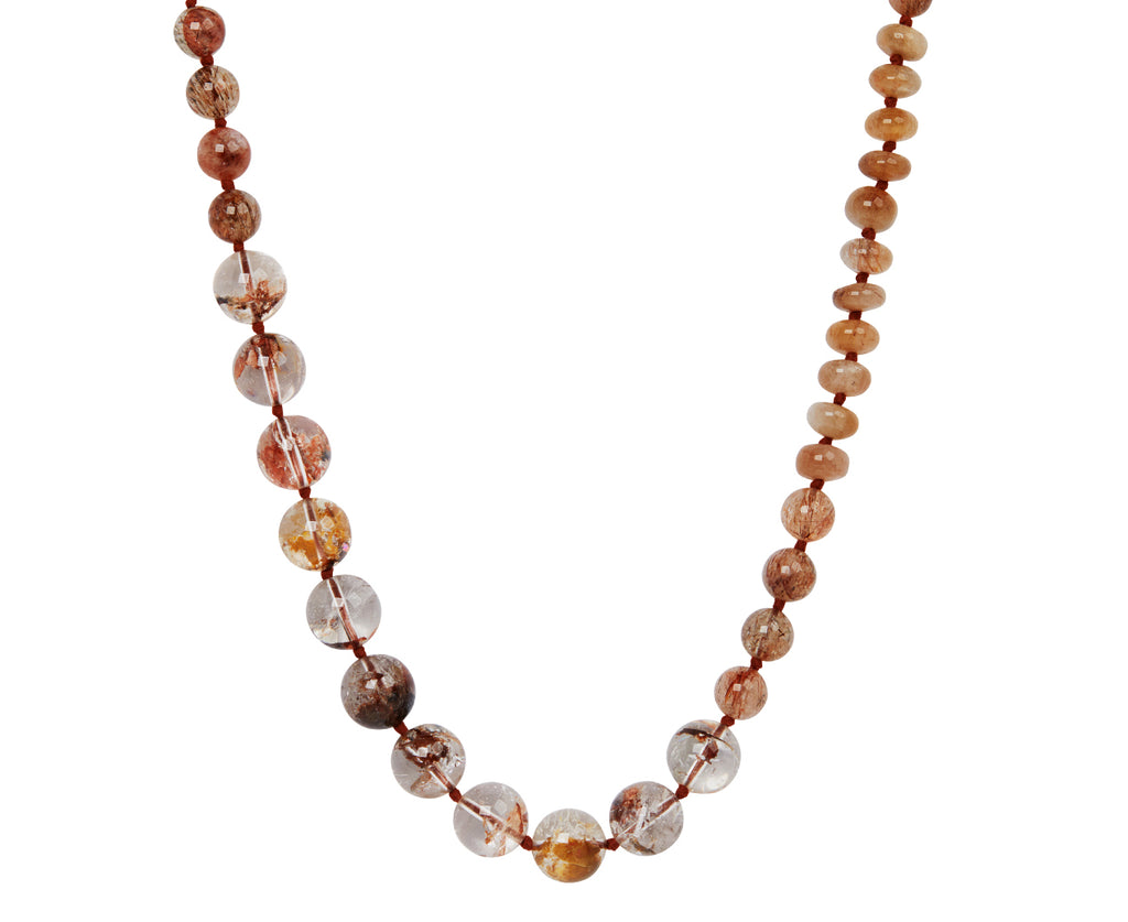 Lena Skadegard Large Copper Rutilated Quartz and Phantom Agate Beaded Necklace