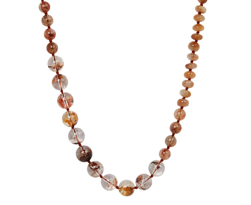 Lena Skadegard Large Copper Rutilated Quartz and Phantom Agate Beaded Necklace