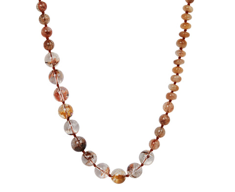 Lena Skadegard Large Copper Rutilated Quartz and Phantom Agate Beaded Necklace