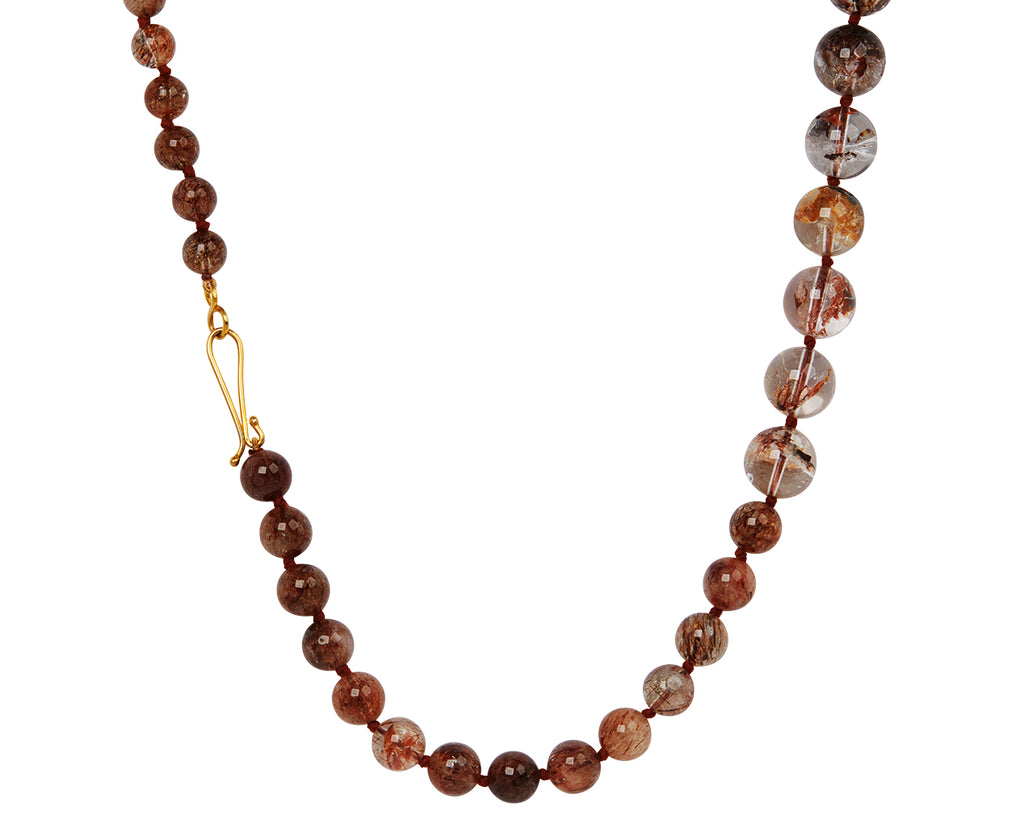 Lena Skadegard Large Copper Rutilated Quartz and Phantom Agate Beaded Necklace - closure