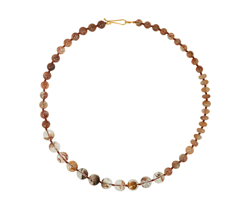 Lena Skadegard Large Copper Rutilated Quartz and Phantom Agate Beaded Necklace - top down