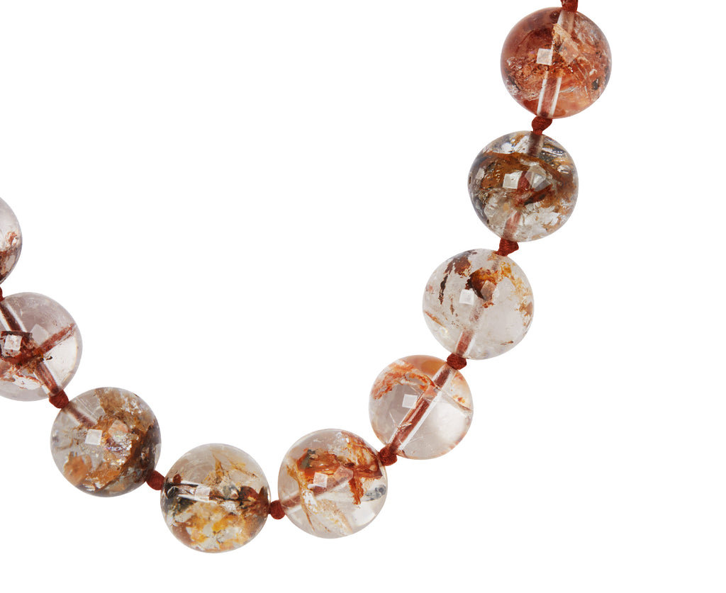 Lena Skadegard Copper Rutilated Quartz and Phantom Agate Beaded Necklace - closeup