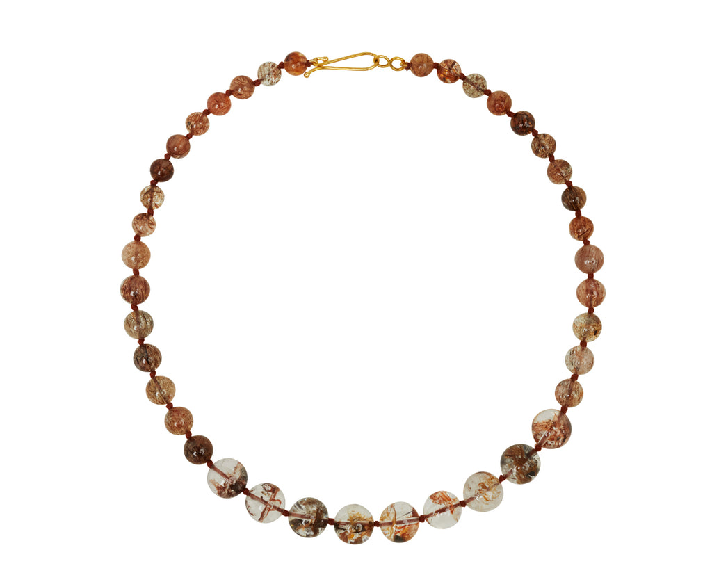 Lena Skadegard Copper Rutilated Quartz and Phantom Agate Beaded Necklace - top down