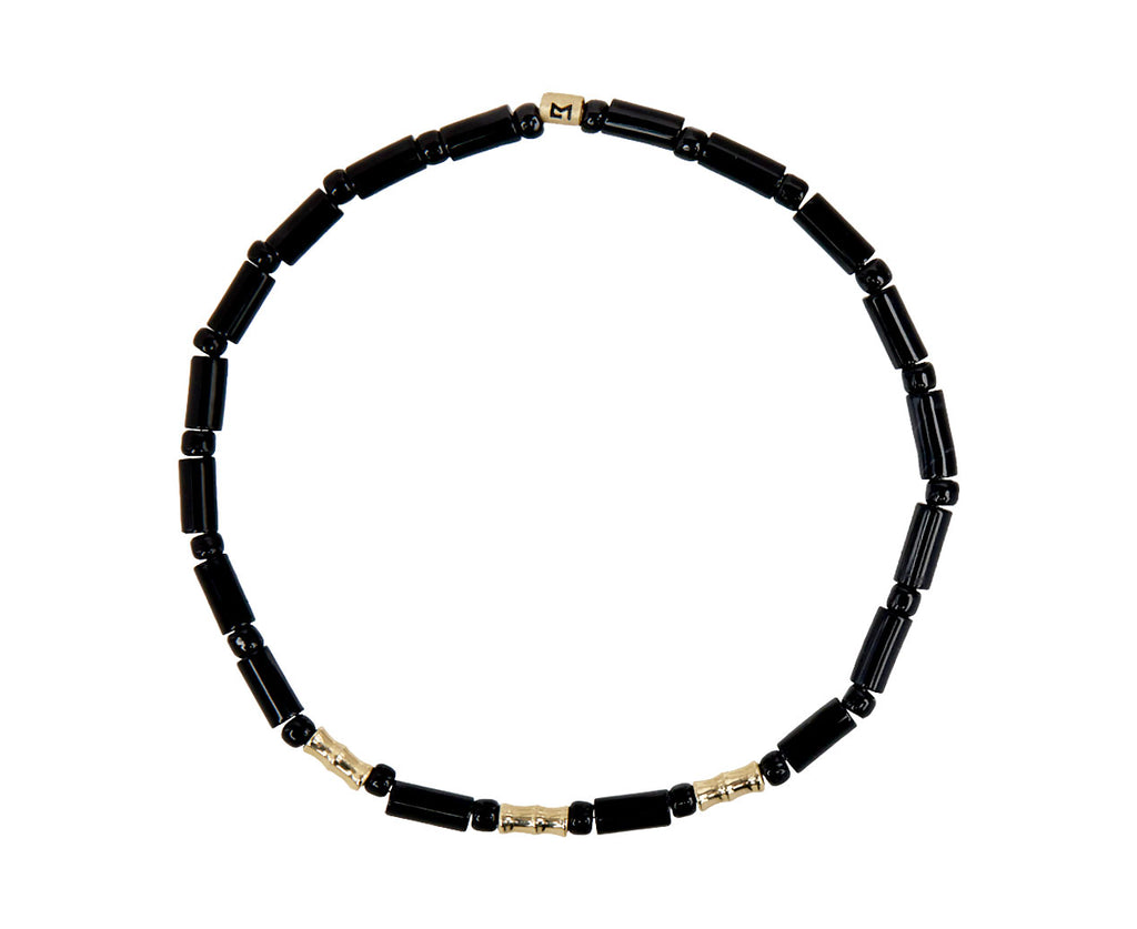 Luis Morais Black Onyx and Gold Bamboo Beaded Bracelet
