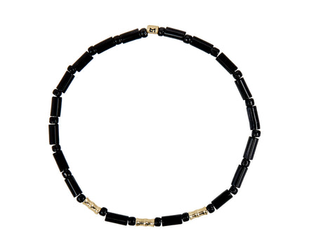 Luis Morais Black Onyx and Gold Bamboo Beaded Bracelet