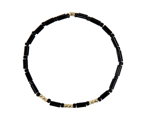 Luis Morais Black Onyx and Gold Bamboo Beaded Bracelet