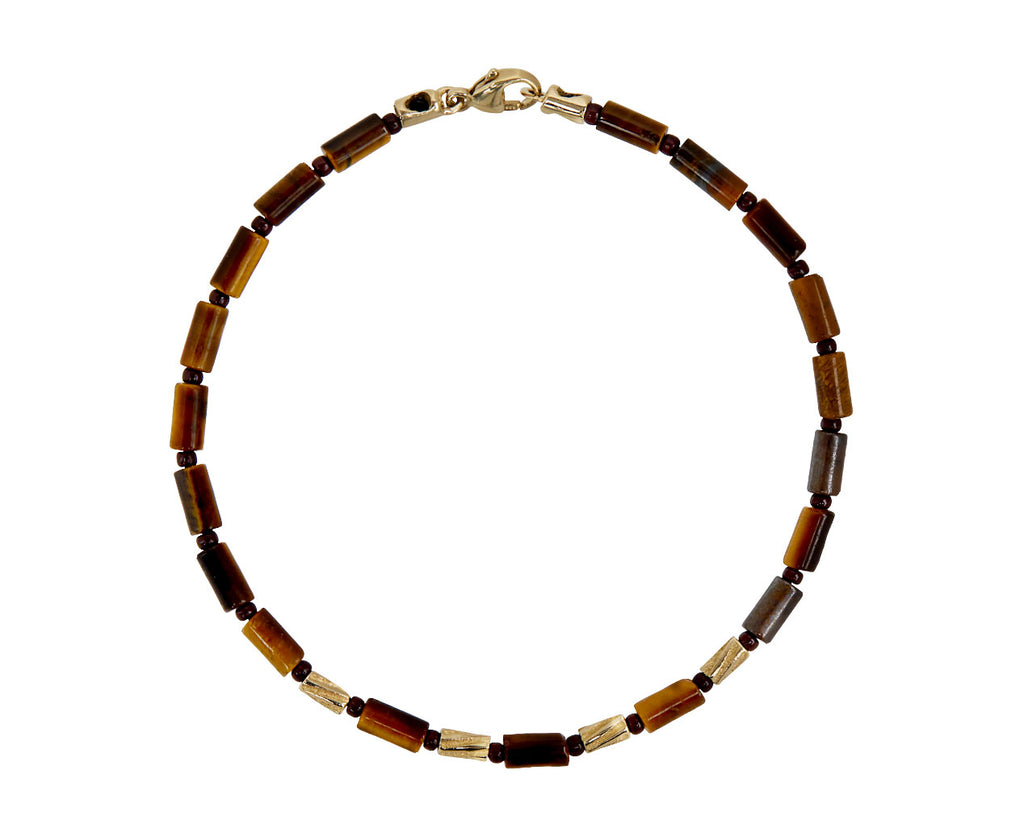 Luis Morais Tiger's Eye and Gold Beaded Bracelet