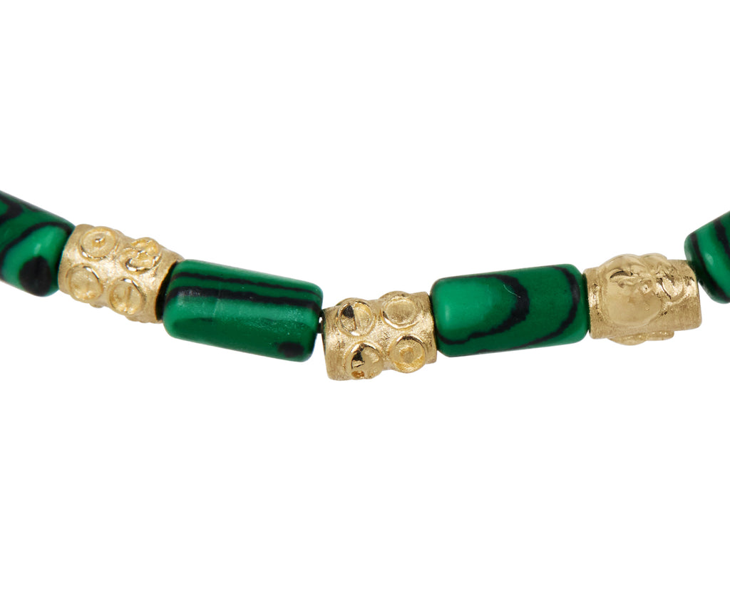 Luis Morais Malachite and Gold Symbols Beaded Bracelet - Closeup
