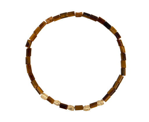 Luis Morais Tiger's Eye and Gold Symbols Beaded Bracelet