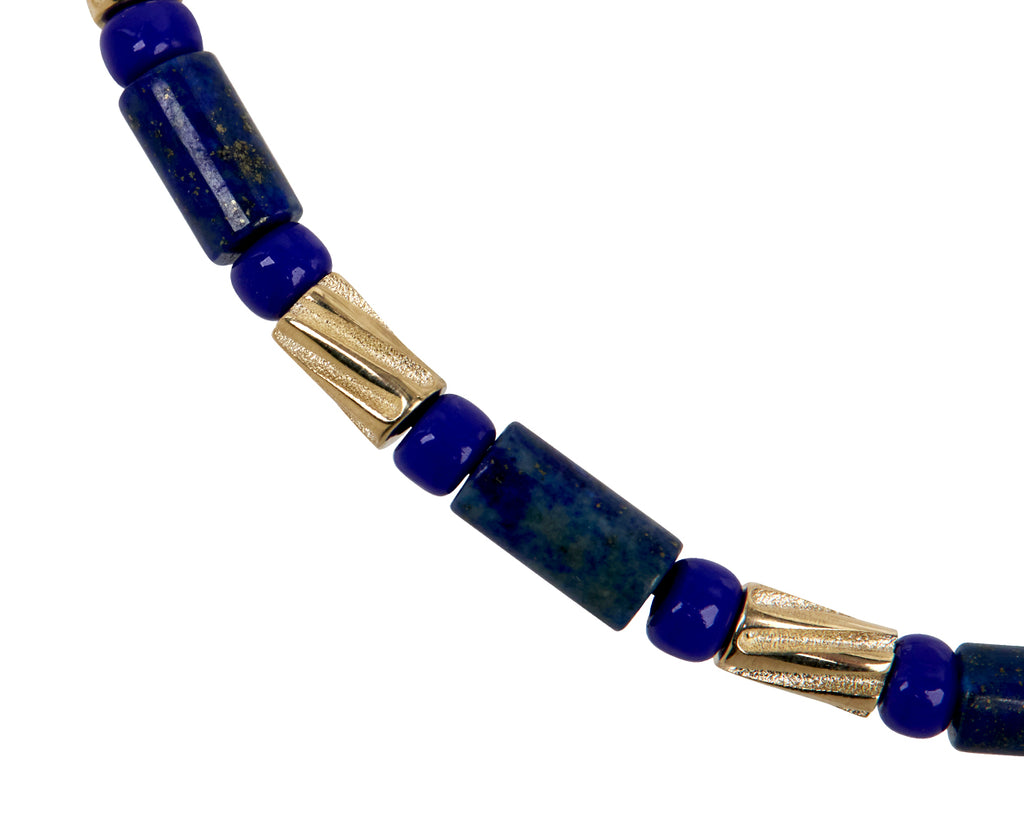 Luis Morais Lapis and Gold Drill Bit Beaded Bracelet - Closeup