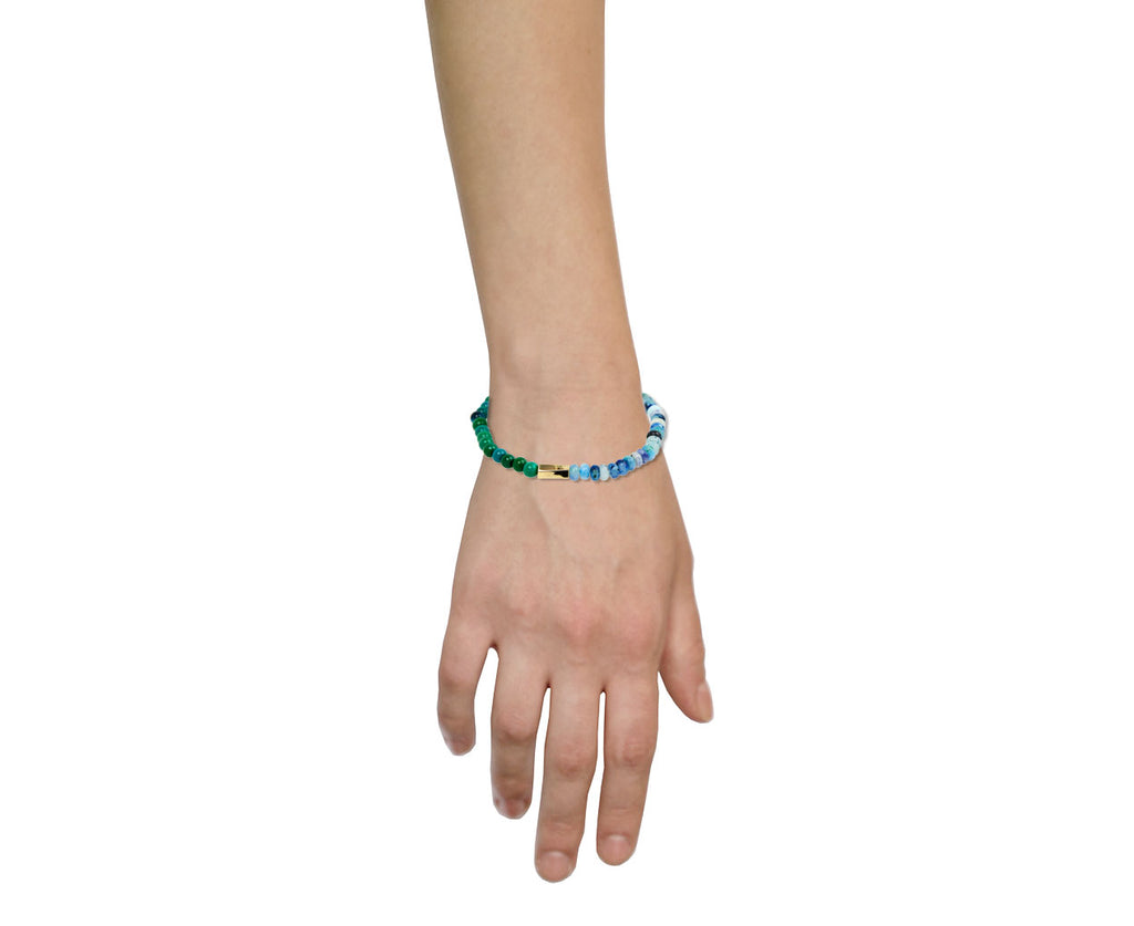 Luis Morais Twisted Tube and Multi Gem Beaded Bracelet - Profile
