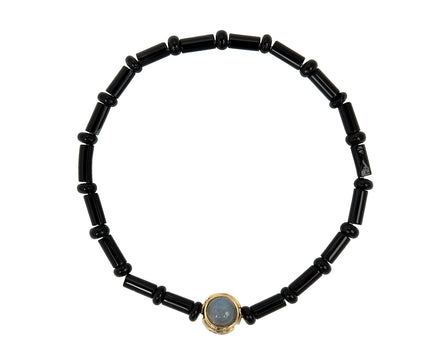 Luis Morais Labradorite and Onyx Charm Pax Beaded Bracelet - Labradorite Side