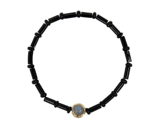 Luis Morais Labradorite and Onyx Charm Pax Beaded Bracelet - Labradorite Side