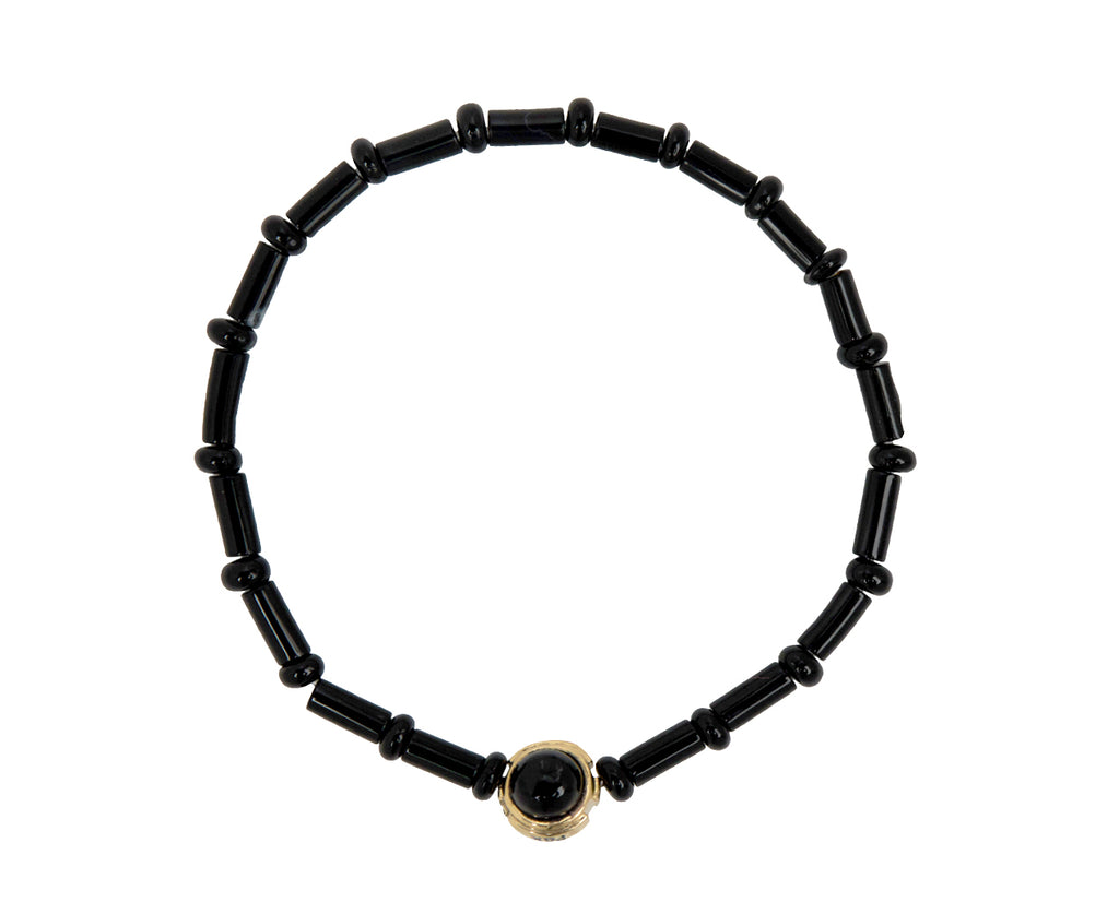 Luis Morais Labradorite and Onyx Charm Pax Beaded Bracelet - Onyx Side