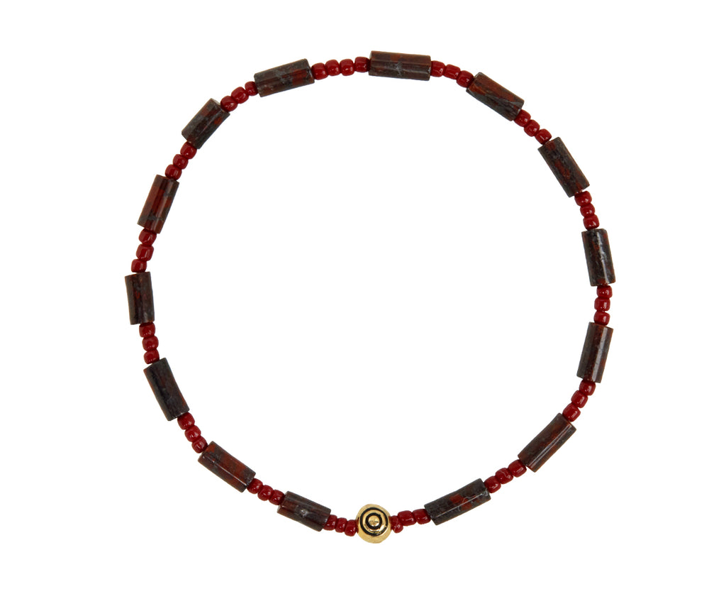 Luis Morais Bullseye Bead and Red Jasper Beaded Bracelet