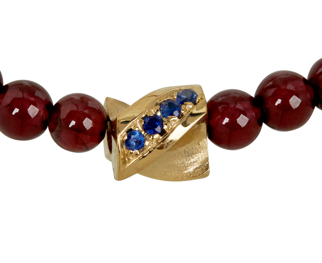 Luis Morais Garnet Double Sided Drill Bit Beaded Bracelet - closeup