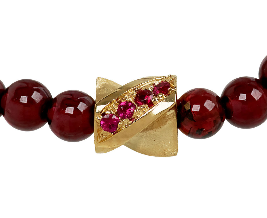 Luis Morais Garnet Double Sided Drill Bit Beaded Bracelet - closeup