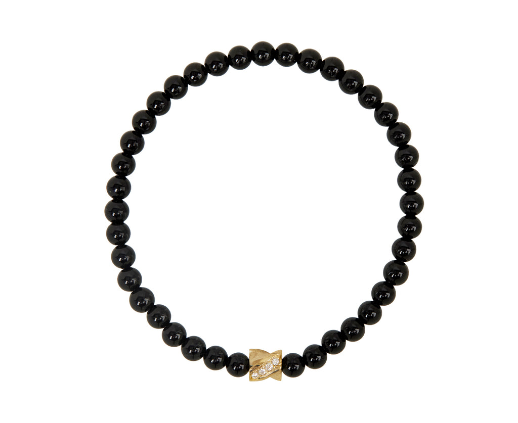 Luis Morais Black Onyx and Diamond Double Sided Drill Bit Beaded Bracelet