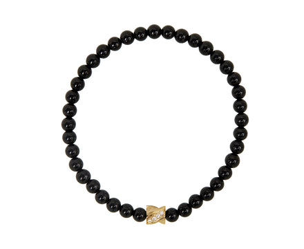 Luis Morais Black Onyx and Diamond Double Sided Drill Bit Beaded Bracelet