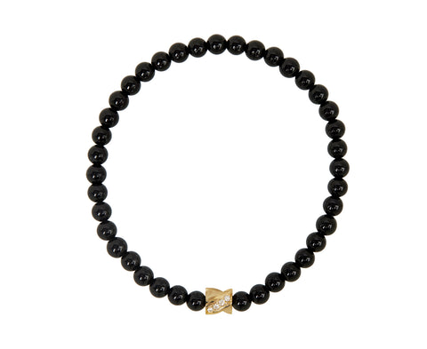 Luis Morais Black Onyx and Diamond Double Sided Drill Bit Beaded Bracelet