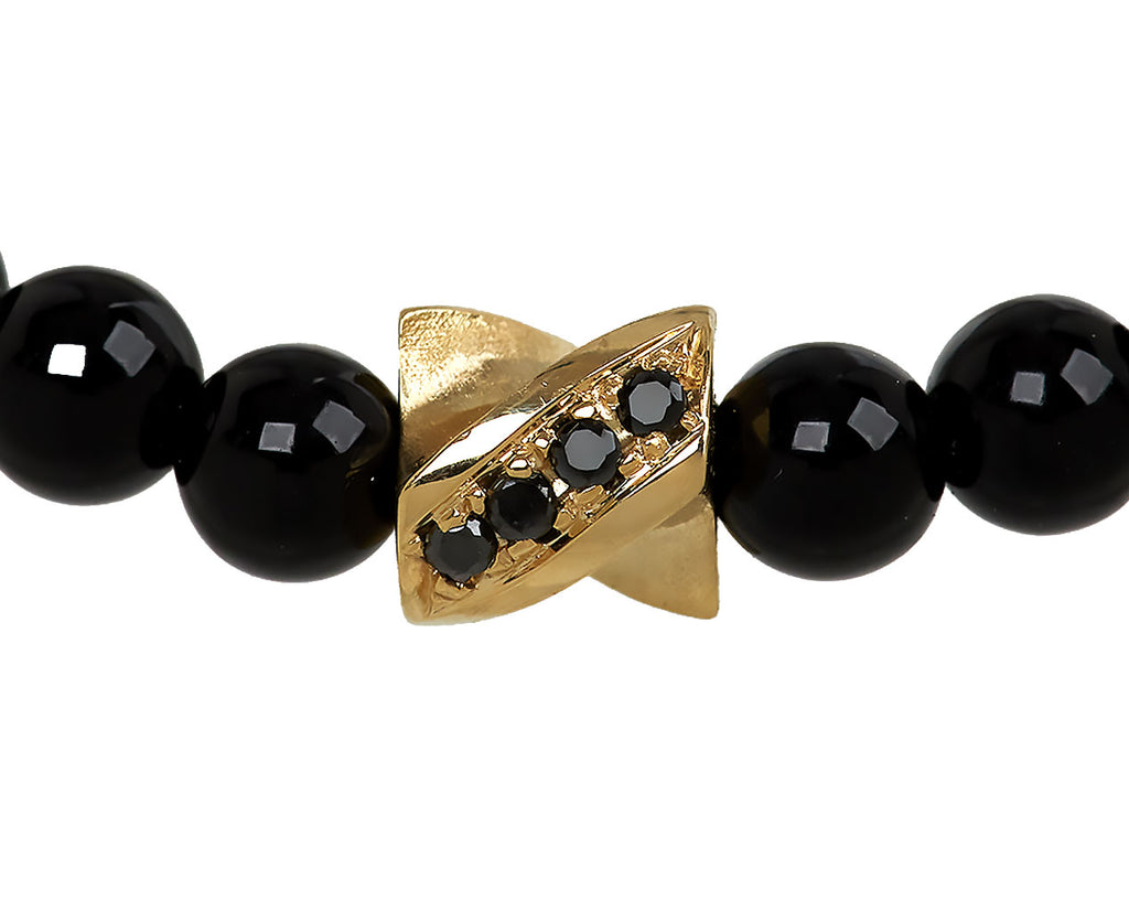 Luis Morais Black Onyx and Diamond Double Sided Drill Bit Beaded Bracelet - closeup