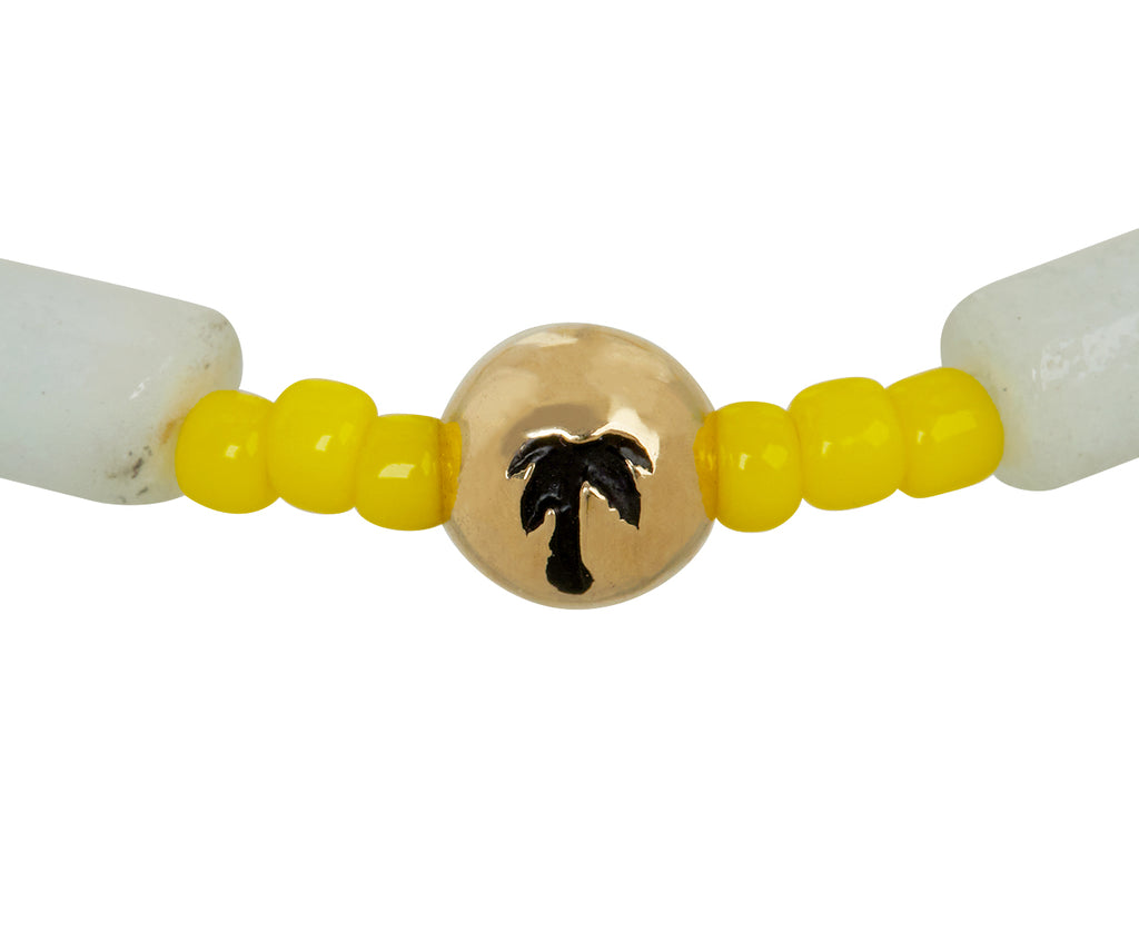 Luis Morais Palm Tree Bead and Amazonite Beaded Bracelet - closeup