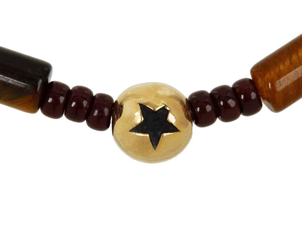 Luis Morais Star Bead and Tiger's Eye Beaded Bracelet - closeup