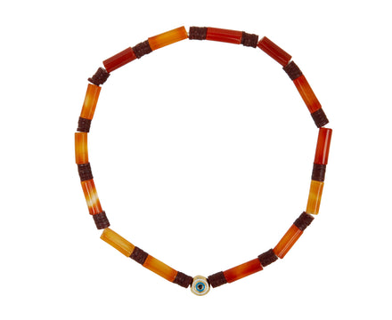 Luis Morais Evil Eye Bead and Red Agate Beaded Bracelet