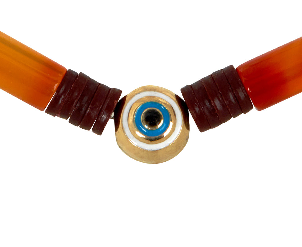 Luis Morais Evil Eye Bead and Red Agate Beaded Bracelet - closeup