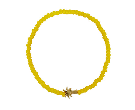Luis Morais Gold Palm Tree and Glass Beaded Bracelet