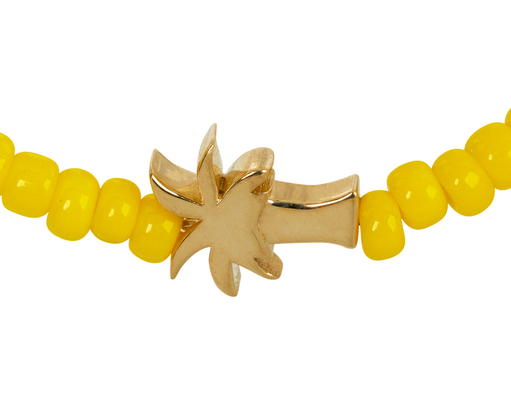 Luis Morais Gold Palm Tree and Glass Beaded Bracelet - closeup