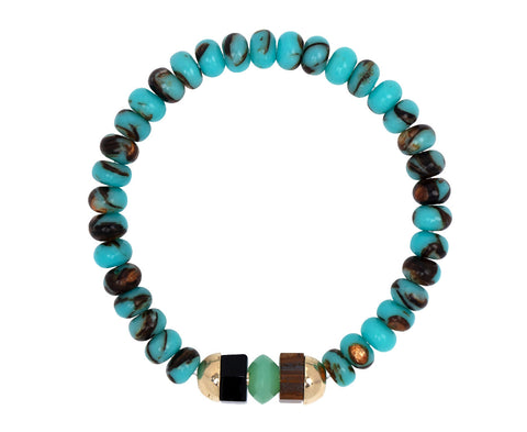 Luis Morais Triple Gemstone Cap on Blue Copper Jasper Bead Bracelet