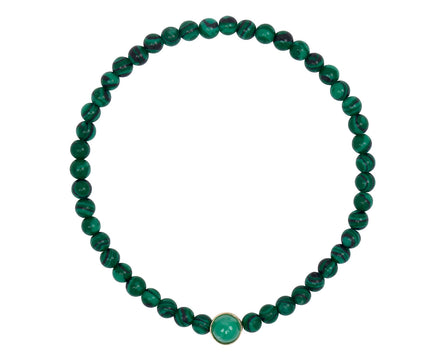 Luis Morais Chrysoprase and Black Diamond Charm on Malachite Beaded Bracelet