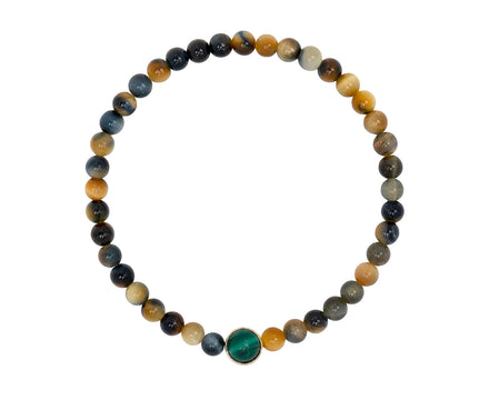 Luis Morais Malachite and Diamond Bead on Stone Bracelet