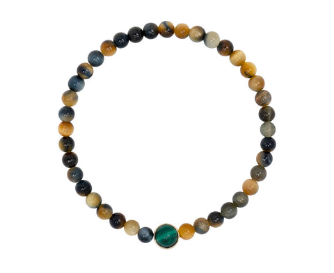 Luis Morais Malachite and Diamond Bead on Stone Bracelet