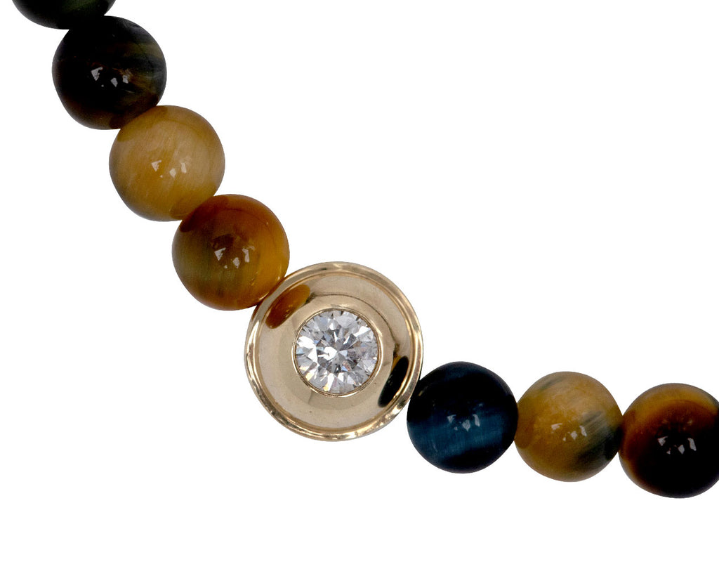 Luis Morais Malachite and Diamond Bead on Stone Bracelet - Closeup Diamond