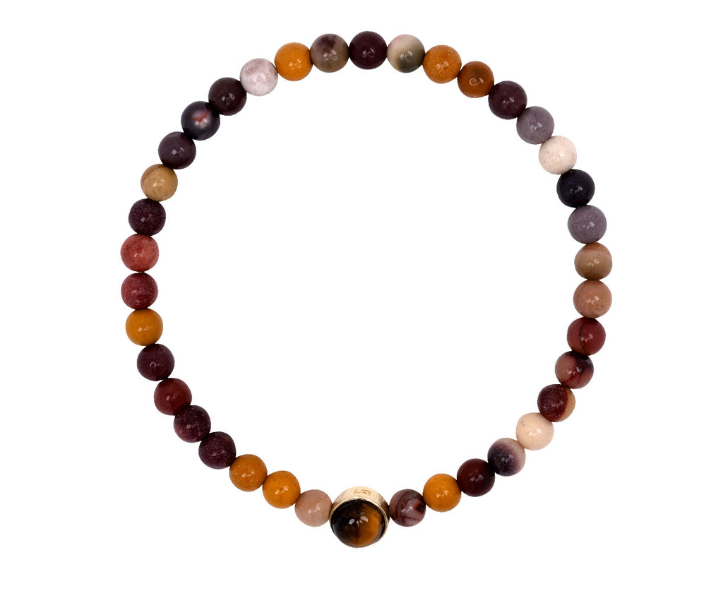 Luis Morais Tiger's Eye and Ruby Bead on Mixed Bead Bracelet