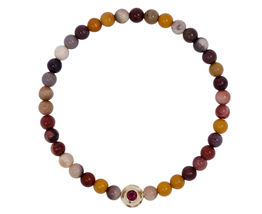 Luis Morais Tiger's Eye and Ruby Bead on Mixed Bead Bracelet - Side View
