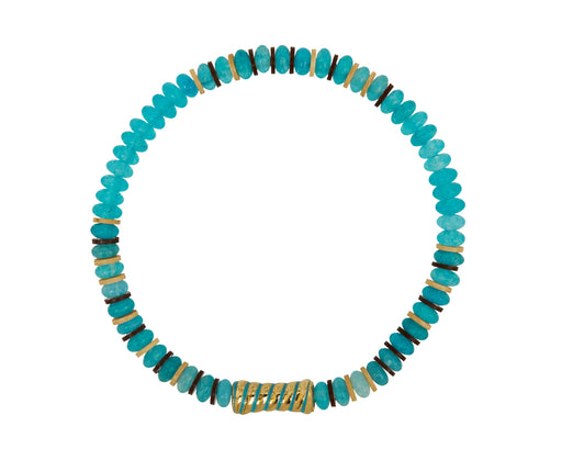 Luis Morais Turquoise and Jade Swirled Bamboo Beaded Bracelet