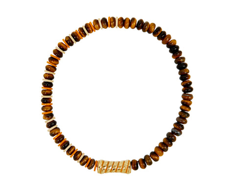 Luis Morais Tiger's Eye and Vinyl Swirled Bamboo Beaded Bracelet