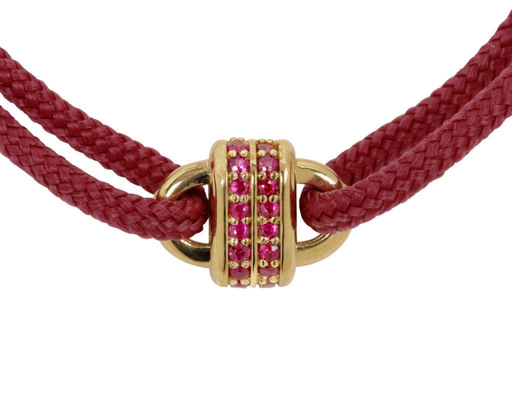 Luis Morais Ruby Padlock Charm Bracelet - closeup